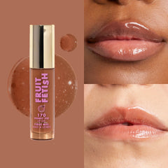 Milani Fruit Fetish Lip Oil Honey Fig being applied for instant moisture
