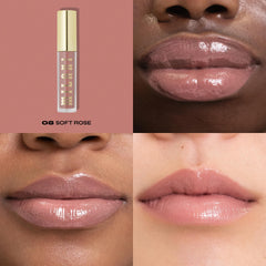 Milani gloss applicator applying Soft Rose for precise color
