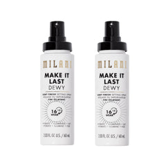 Milani Make It Dewy bottle close-up showing hydrated glow for skin.</p>