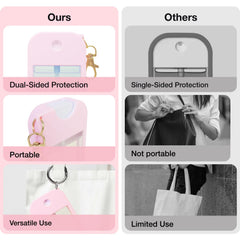 MILASONUS pink Power Mist case, side carabiner for attachability.