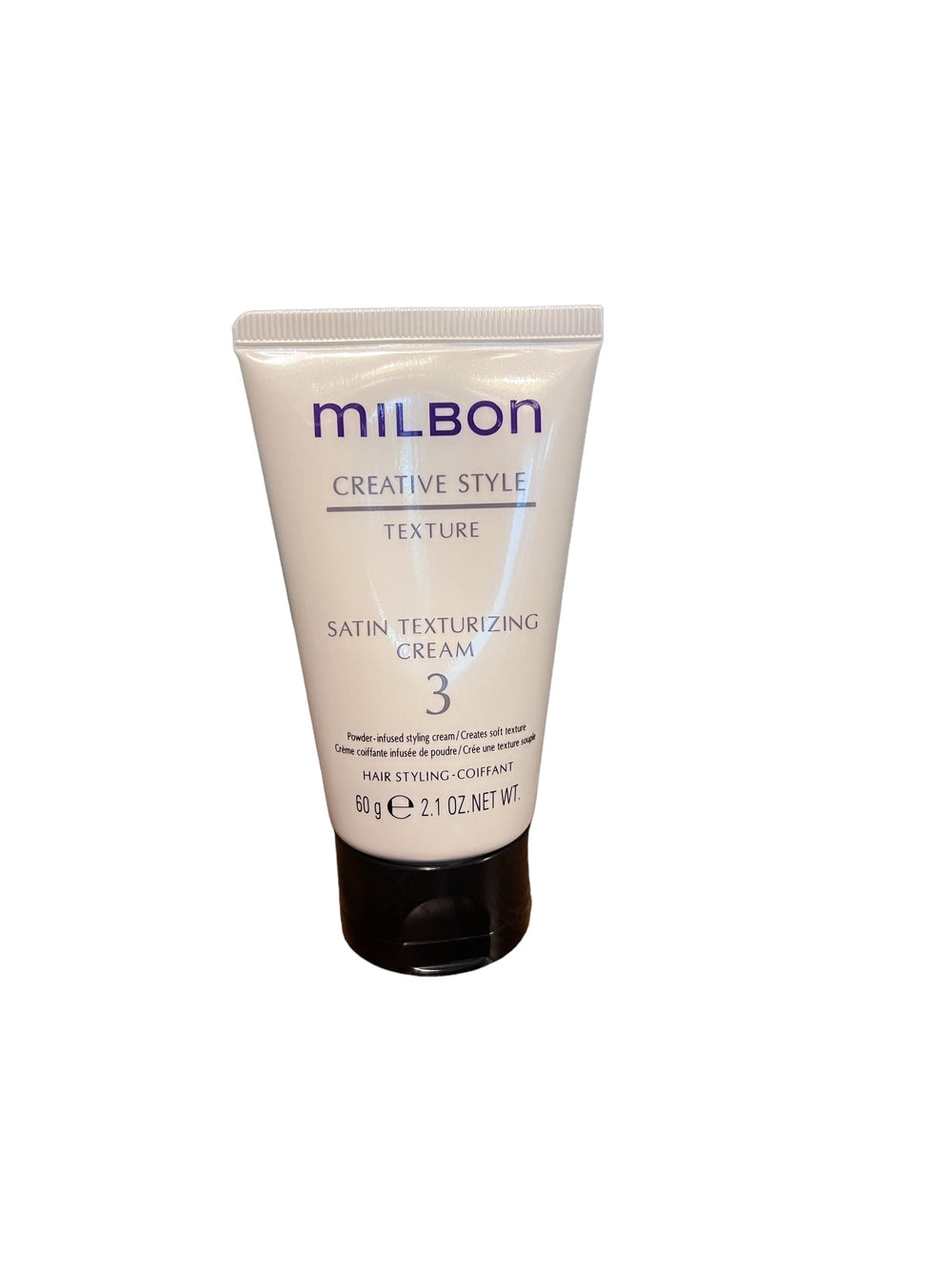 Milbon Creative Style Satin Texturizing Cream bottle delivering soft texture with satin shine.
