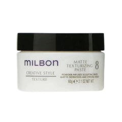 Milbon Matte Texturizing Paste jar for weightless, long-lasting texture.