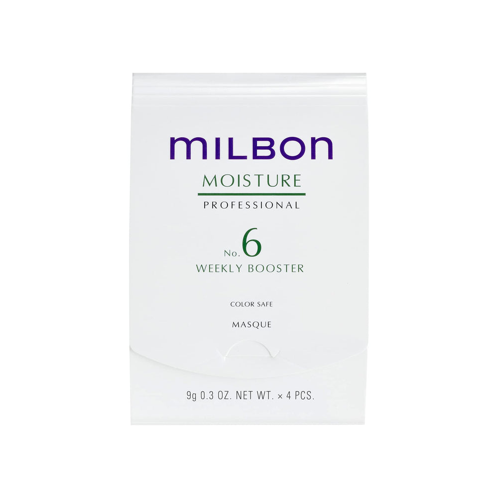 Milbon booster hydratant No.6 — flacon, soin nourrissant pour cheveux colorés.