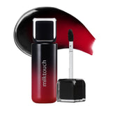 MILKTOUCH Black Apple lip tint packaging for compact daily color on the go.