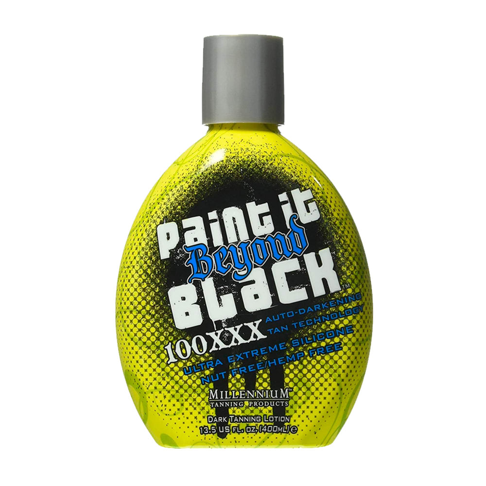 Millennium Tanning Paint it Beyond Black bottle with 100 XXX accelerator for a deeper tan