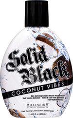 Millennium Tanning Solid Black Coconut Vibes bronzer for a deep tan glow
