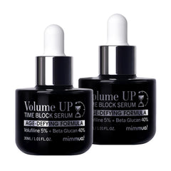 mimmua Volume Up Time Block Serum bottle for daily anti-aging care, smoothing wrinkles.