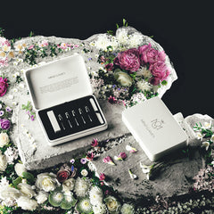 Mind Games travel case in solid Zamak protecting fragrances during trips.