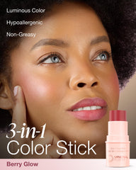 Berry Glow cheek swatch from Mineral Fusion 3-in-1 Color Stick for natural radiance.