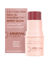 Mineral Fusion 3-in-1 Color Stick Berry Glow tube close-up for on-the-go color.