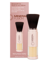 Mineral Fusion brush-on sunscreen bottle offers weightless SPF 30 protection.