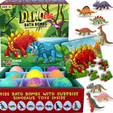 Packaging for Mineral Me California dino egg bath bombs promotes kid-friendly bath time.