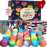 Mineral Me California valentines bath bombs 24-pack in festive gift packaging