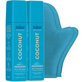 MINETAN BODY.SKIN coconut duo self-tan foam bottles for a natural, long-lasting bronze finish.