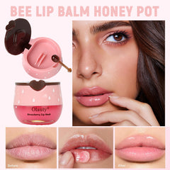 Minfei Bee Lip Balm Strawberry Flavor with fruity scent and hydrating care.