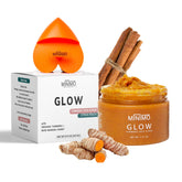 Minimo Glow Citrus Peach Face Scrub jar showing texture for a radiant, refreshed complexion