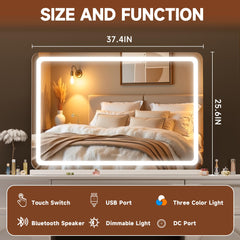 MINISO LED makeup mirror rectangular white frame for clear reflections.