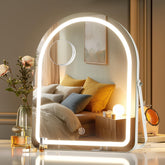 MINISO vanity mirror with arched frame for wide facial coverage.