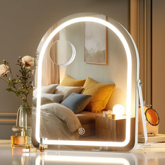 MINISO vanity mirror with arched frame for wide facial coverage.