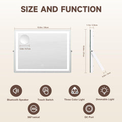 MINISO vanity mirror with Bluetooth speaker for wireless audio during makeup