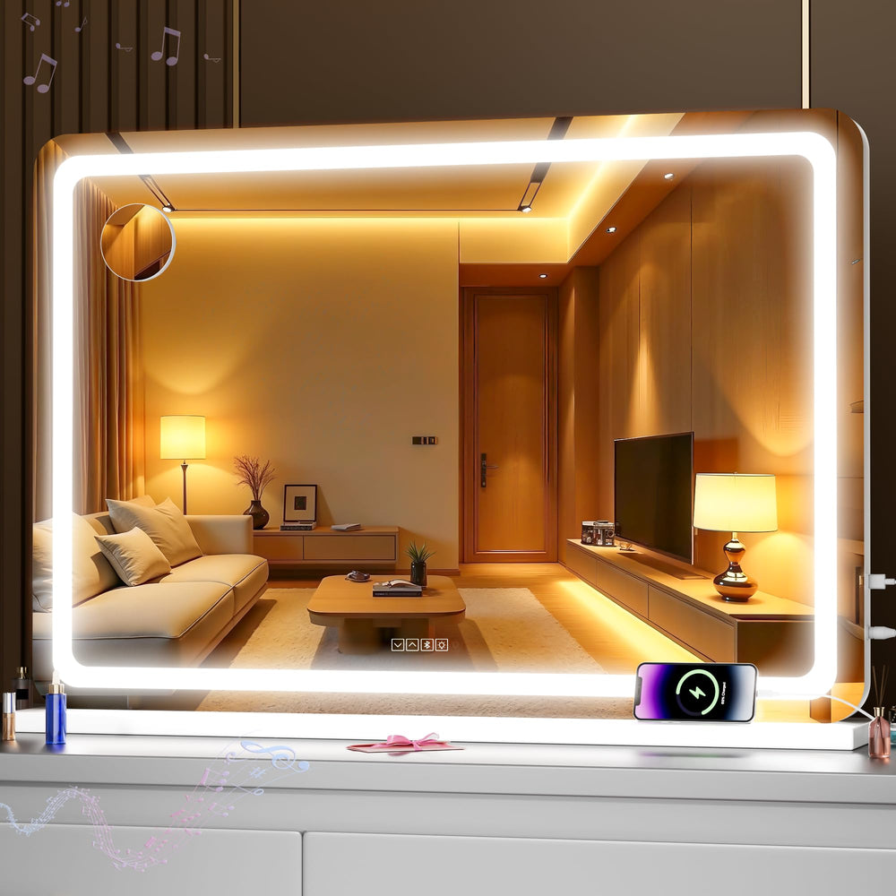 MINISO vanity mirror with lights for precise makeup applications and ambient illumination.