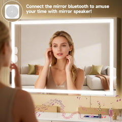 MINISO vanity mirror with lights, tabletop base for stable, clutter-free grooming.