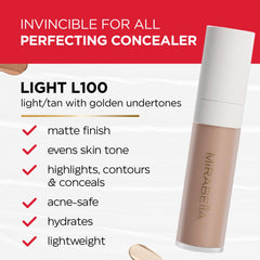 Mirabella Invincible Light L110 swatch demonstrates shade match for fair skin tones.