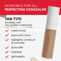 Mirabella Invincible Concealer Tan T170 close-up texture swirl reveals creamy hydrating formula