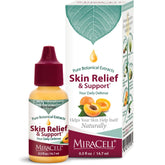 Miracell Skin Relief & Support Oil bottle with apricot kernel for gentle moisturization.
