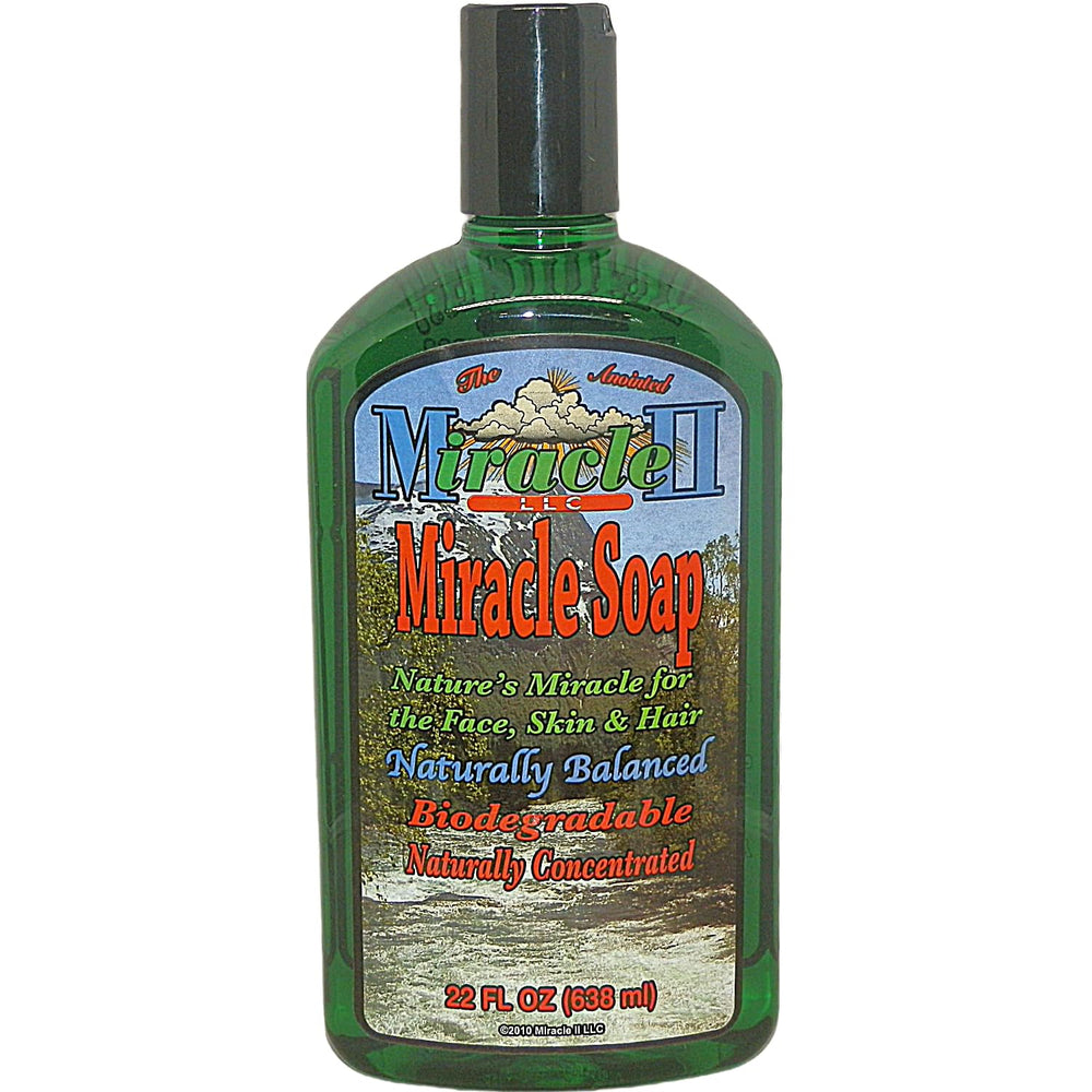Miracle II Regular Soap bottle; multipurpose cleanser for skin and surfaces.