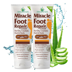 Miracle of Aloe Foot Repair Cream jar highlights 60% Ultra Aloe for deep moisture