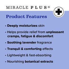 Miracle Plus Magnesium Cream hand application demonstrating fast-acting leg relief.