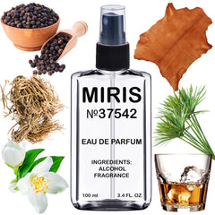 MIRIS Dark Lord bottle front showcases premium leather fragrance for evening wear