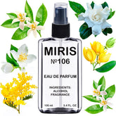 MIRIS No. 106 bottle close-up showing floral character for evening wear