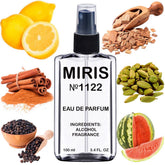 MIRIS No. 1122 bottle front view with premium woody-spicy fragrance promise.