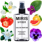 MIRIS No. 1531 bottle on vanity with daisy-inspired design for daily wear