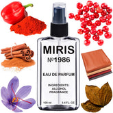 MIRIS No. 1986 bottle front view showing a bold spice-forward fragrance