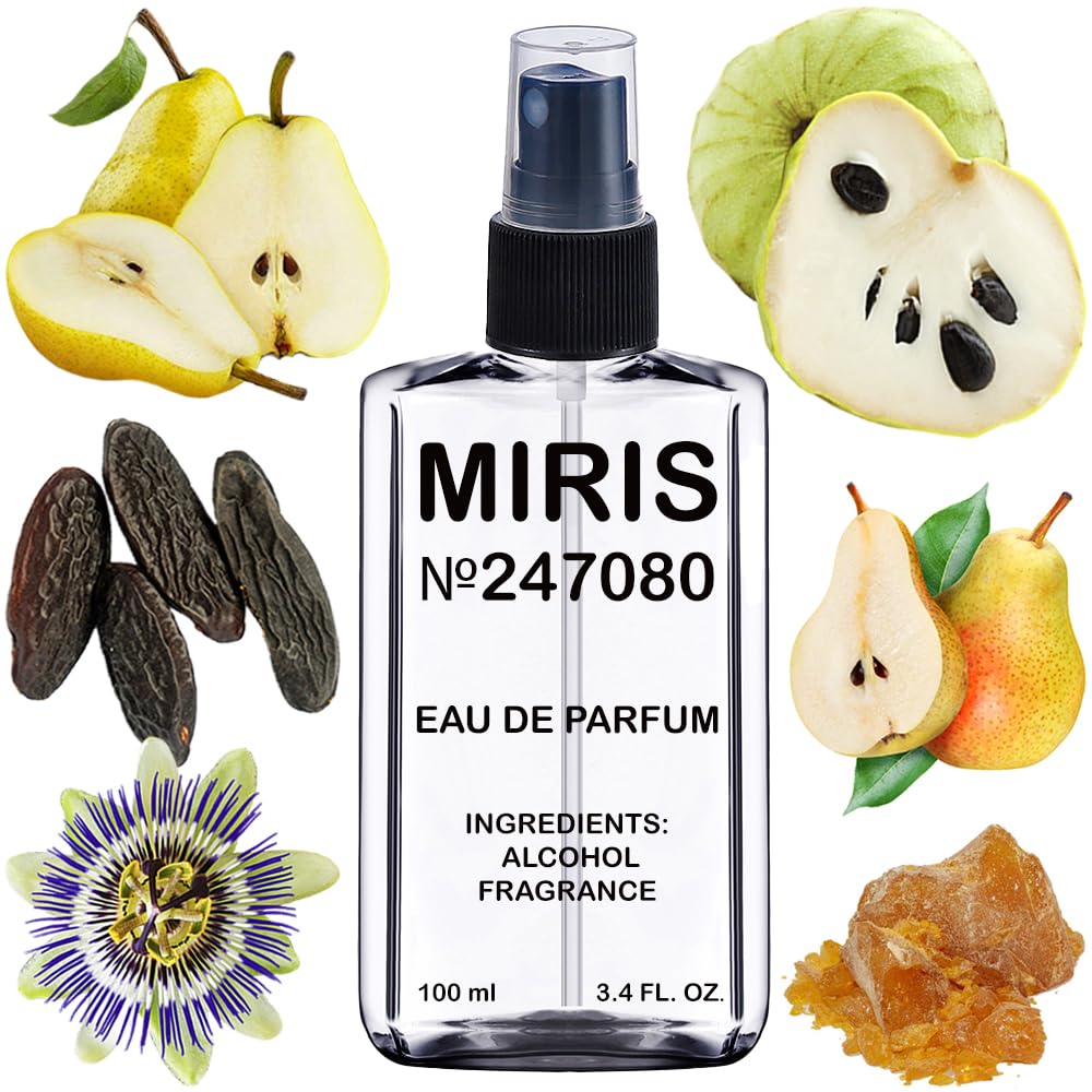 MIRIS No. 247080 bottle close-up highlights cherimoya-inspired scent for everyday wear.