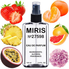 MIRIS No. 27598 bottle front view highlights floral fruity character for daily wear.
