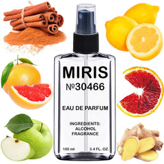 MIRIS No. 30466 bottle front highlights woody-spicy scent for everyday confidence