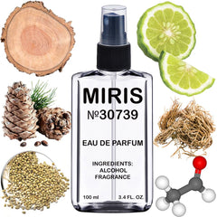 MIRIS No. 30739 bottle front view, ideal for everyday woody fragrance