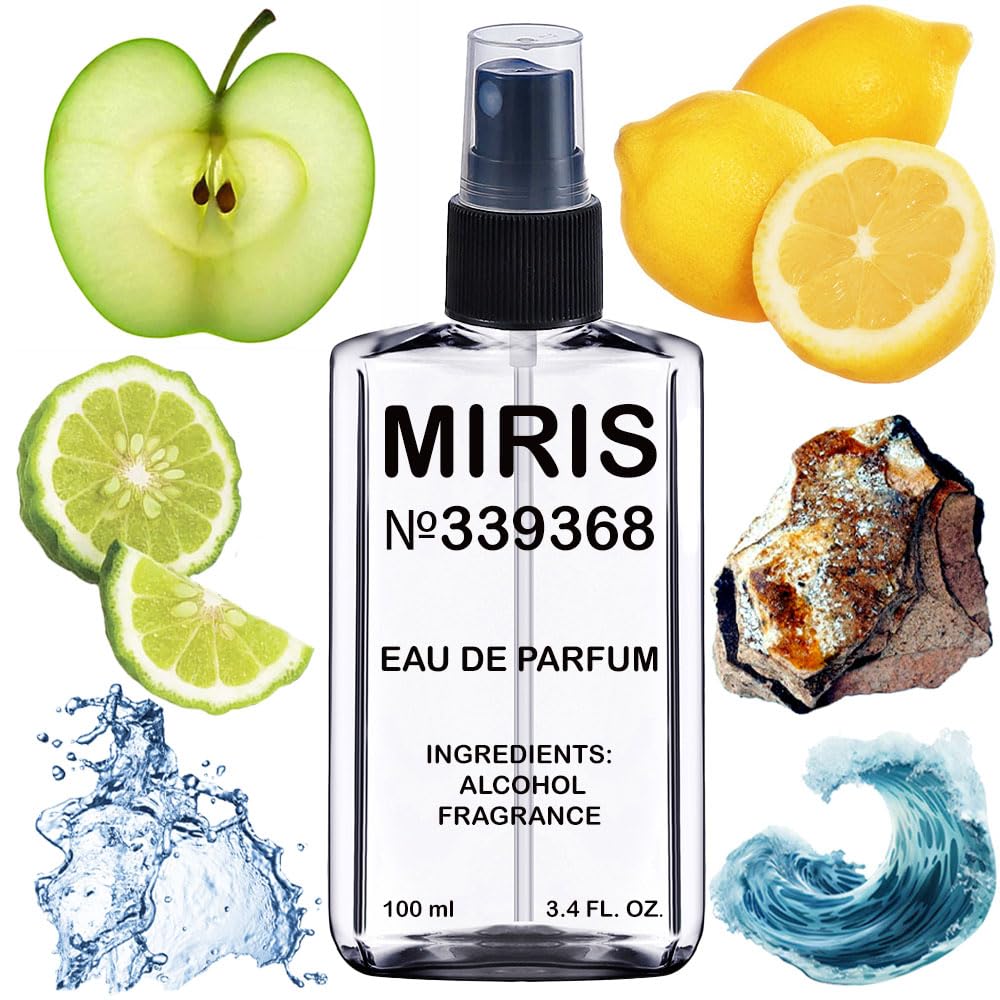 MIRIS No. 339368 bottle front reveals a premium woody aquatic fragrance for daily wear