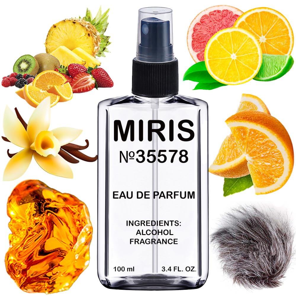 MIRIS No. 35578 bottle close-up highlights top notes for day-to-night versatility.