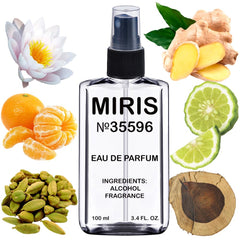 MIRIS No. 35596 bottle front shows elegant silhouette and floral aroma cue