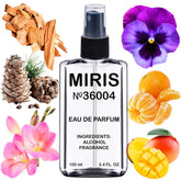 MIRIS No. 36004 Bos Woman bottle pour showing long-lasting floral-fruity scent