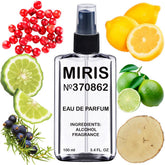 MIRIS No. 370862 bottle closeup highlights premium design and lasting fragrance potential.