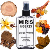 MIRIS No. 38723 tobacco-vanille bottle on display, evokes luxurious spice notes.