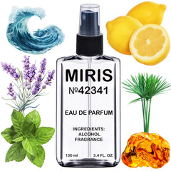 MIRIS No. 42341 bottle-front view shows long-lasting woody-gourmet scent