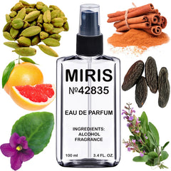 Miris No. 42835 emblem-inspired bottle front view for confident daily wear.