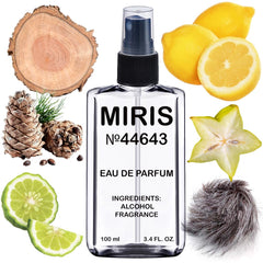 MIRIS No. 44643 bottle front view showing a premium woody fragrance for daily wear
